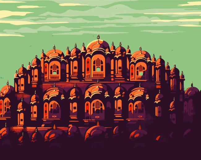 Illustration Hawa Mahal Jaipur paint by number