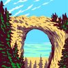 Illustration Mackinac Arch Rock paint by number