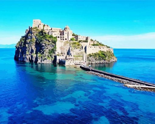 Italy Ischia Aragonese Castle paint by number