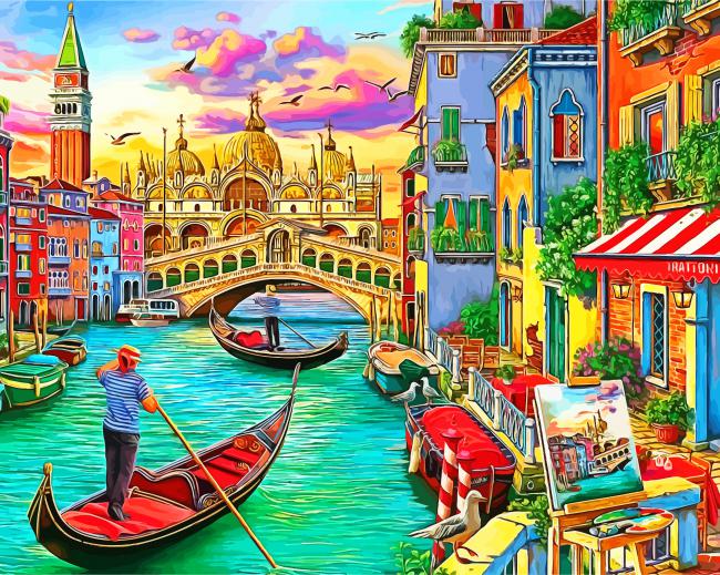 Italy Venice Gondolas paint by number