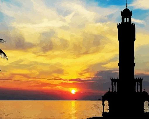 Izmir Clock Tower At Sunset paint by numbers