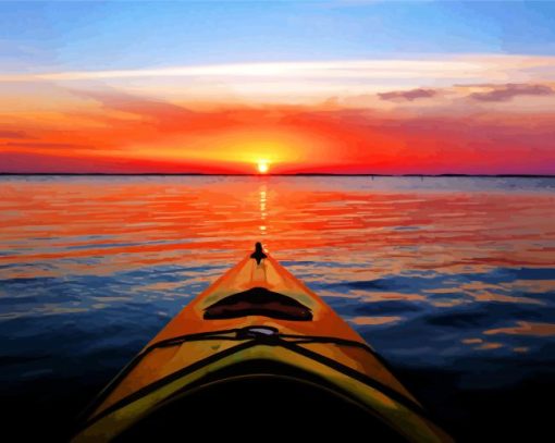 Kayaking At Sunset paint by number