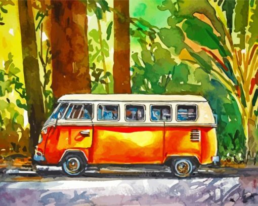 Kombi Van In The Jungle paint by number