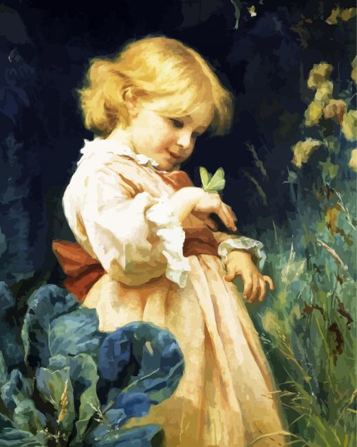 Little Girl And Butterfly paint by number