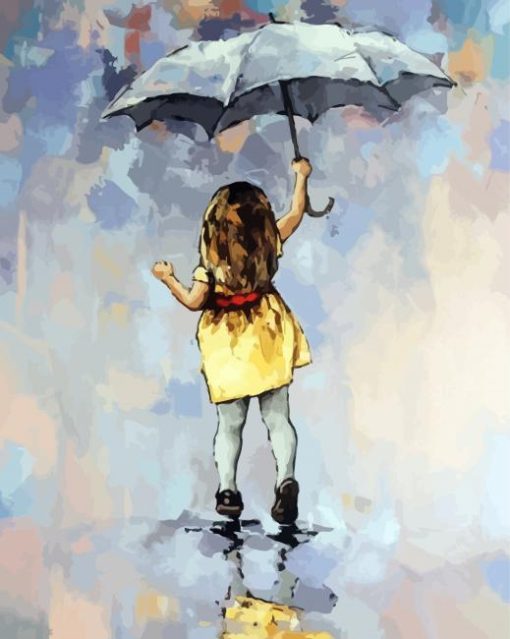 Little Girl Holding Umbrella paint by number