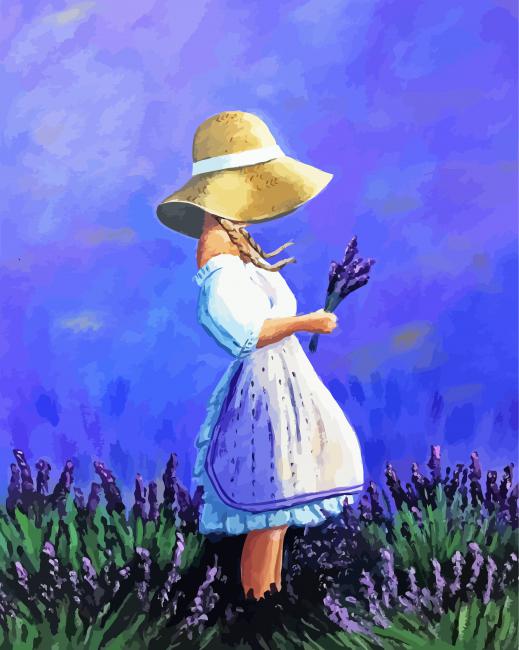 Little Girl In Lavender Field paint by number