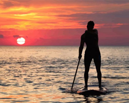 Man Paddleboarding Silhouette paint by numbers