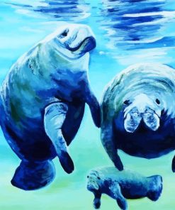 Manatees Family paint by number