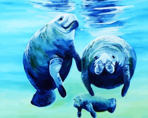 Manatees Family paint by number