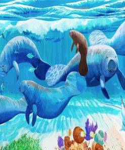 Manatees Undersea paint by number