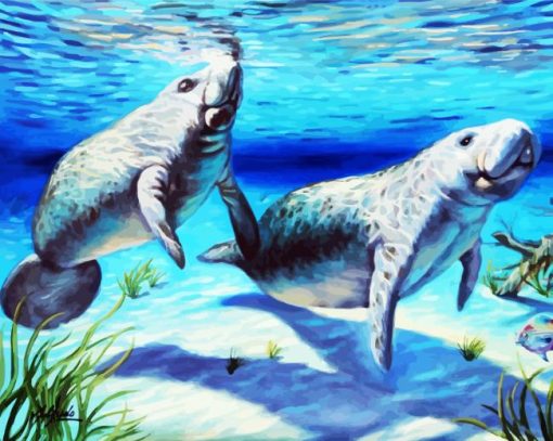 Manatees Underwater paint by number
