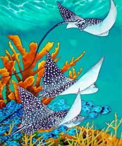 Manta Rays Underwater paint by number