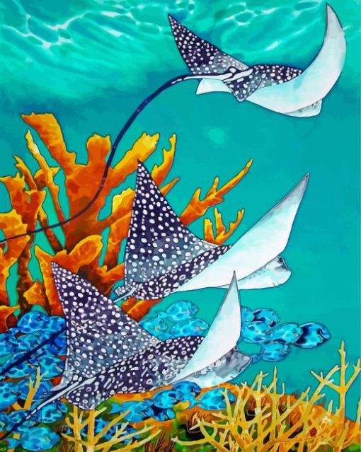 Manta Rays Underwater paint by number