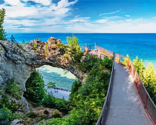 Michigan Mackinac Arch Rock paint by number