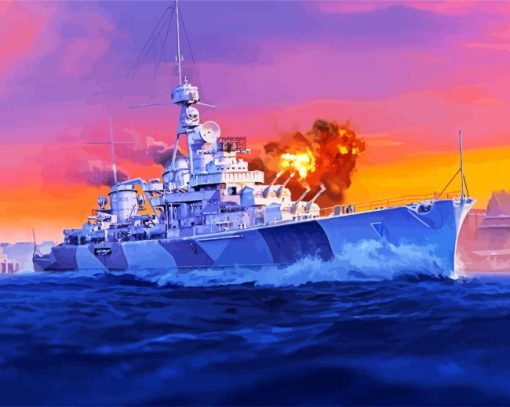 Military Battleship paint by number