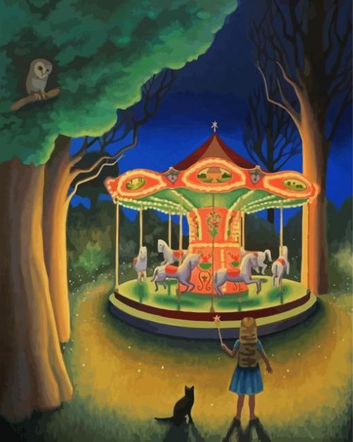 Nightime Carousel paint by number