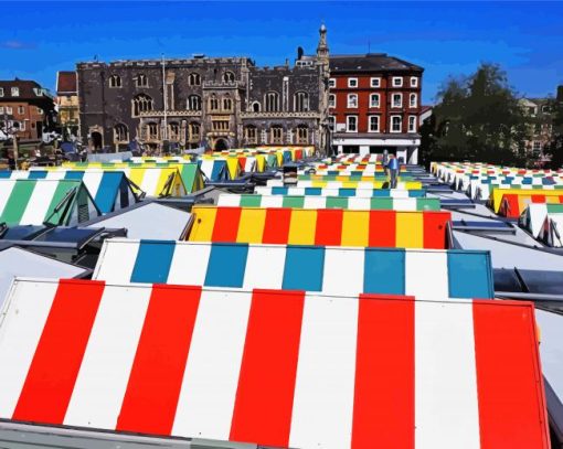 Norwich Market Norfolk paint by number