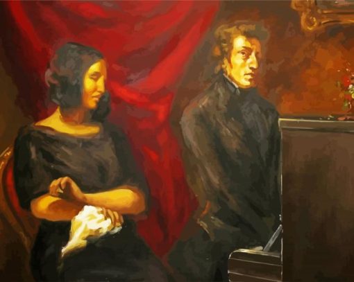 Portrait Of Frederick Chopin And George Sand paint by numbers