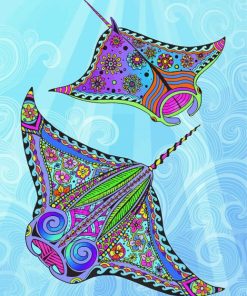 Psychedelic Manta Rays paint by number