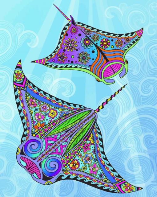 Psychedelic Manta Rays paint by number