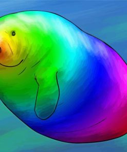 Rainbow Manatee paint by number