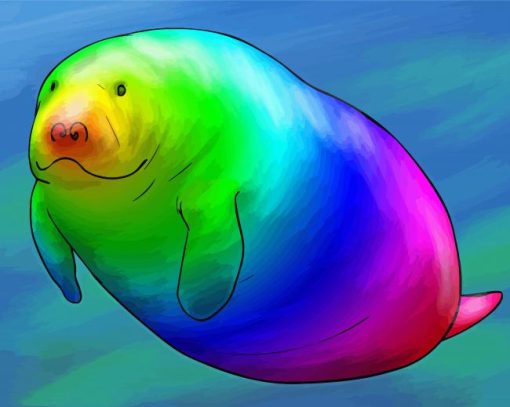 Rainbow Manatee paint by number