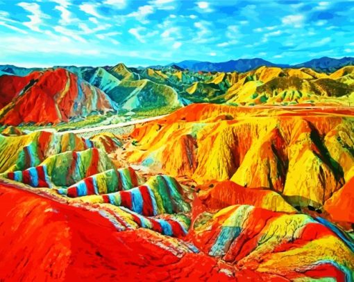 Rainbow Mountains Peru paint by number