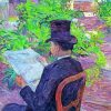 Reading Newspaper Lautrec Art paint by number