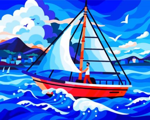 Sail Boat Illustration paint by number