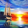 Sail Boat Sunset paint by number