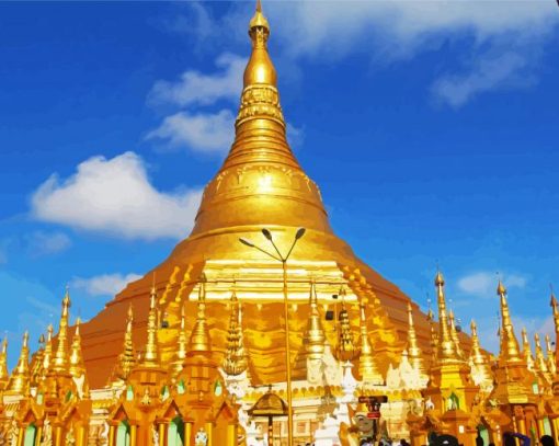 Shwedagon Pagoda Myanmar paint by numbers
