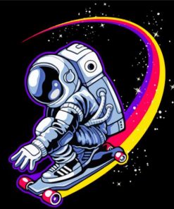 Skateboarder Astronaut paint by number