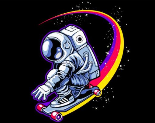 Skateboarder Astronaut paint by number