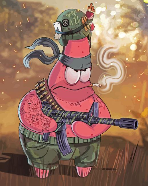 Soldier Patrick Star paint by number