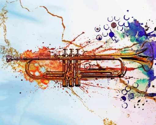 Splatter Jazz Trumpet paint by number