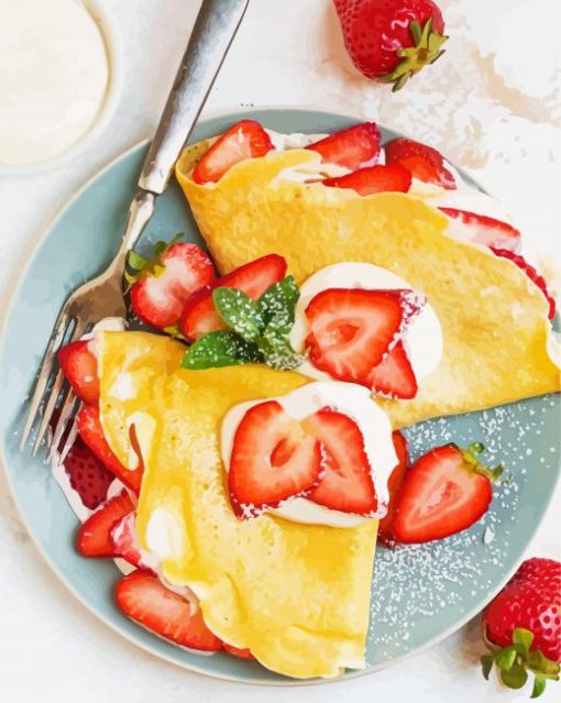 Straberry Crepes With Cream Cheese paint by numbers