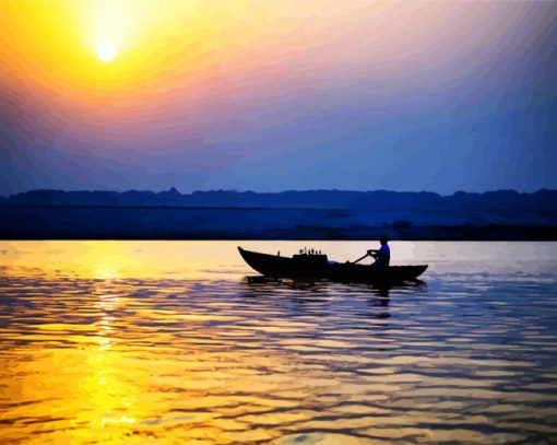 Sunrise On The Ganges River paint by number