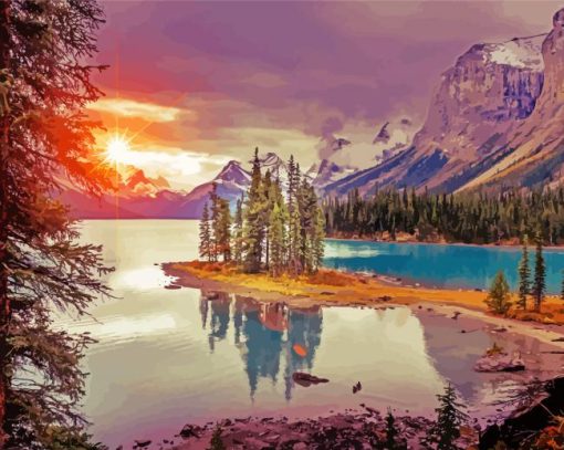 Sunset At Maligne Lake paint by numbers