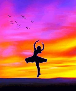 Sunset Ballerina Silhouette paint by number