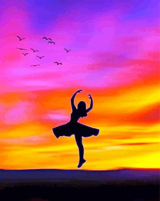 Sunset Ballerina Silhouette paint by number