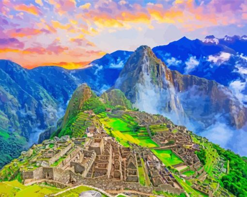 Sunset At Machu Picchu paint by number