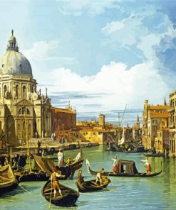 The Entrance To The Grand Canal Venice By Canaletto paint by number