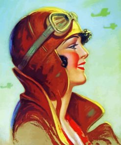 Vintage Pilot Girl paint by number