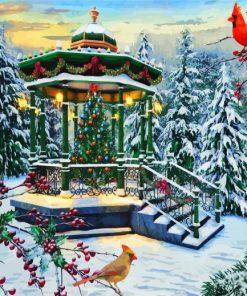 Winter Christmas Gazebo paint by numbers