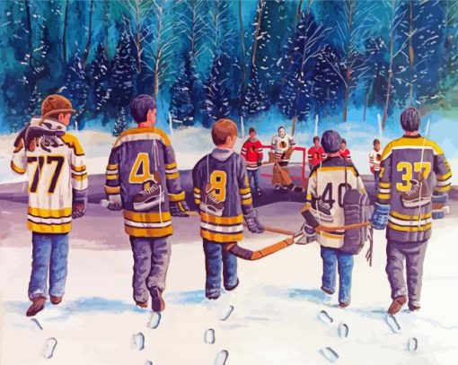 Winter Hockey Match paint by number