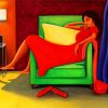 Woman Relaxing On Sofa paint by number