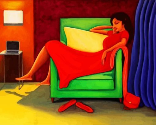 Woman Relaxing On Sofa paint by number