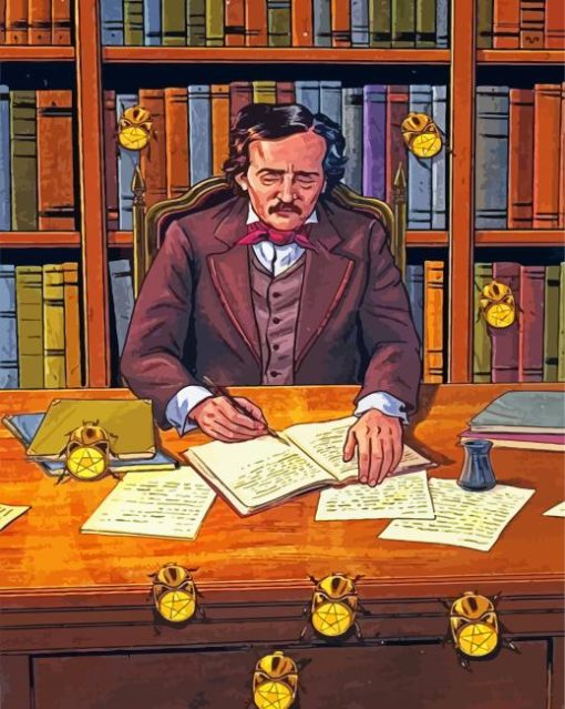 Writer Edgar Allan Poe paint by number
