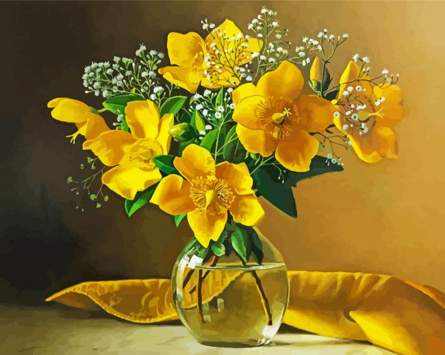 Yellow Magnolia Vase paint by number
