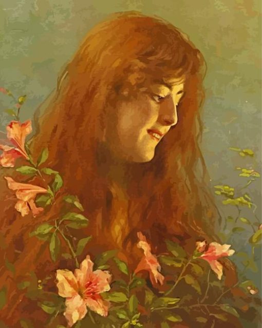 Young Girl With Flowers paint by number